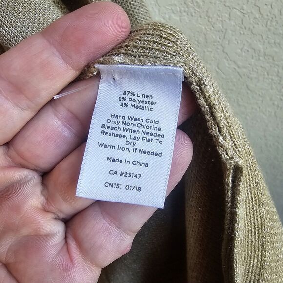 Talbots Textured Linen Roll-Tab Long Duster - Metallic Size M Medium Fall Academ - Picture 7 of 9